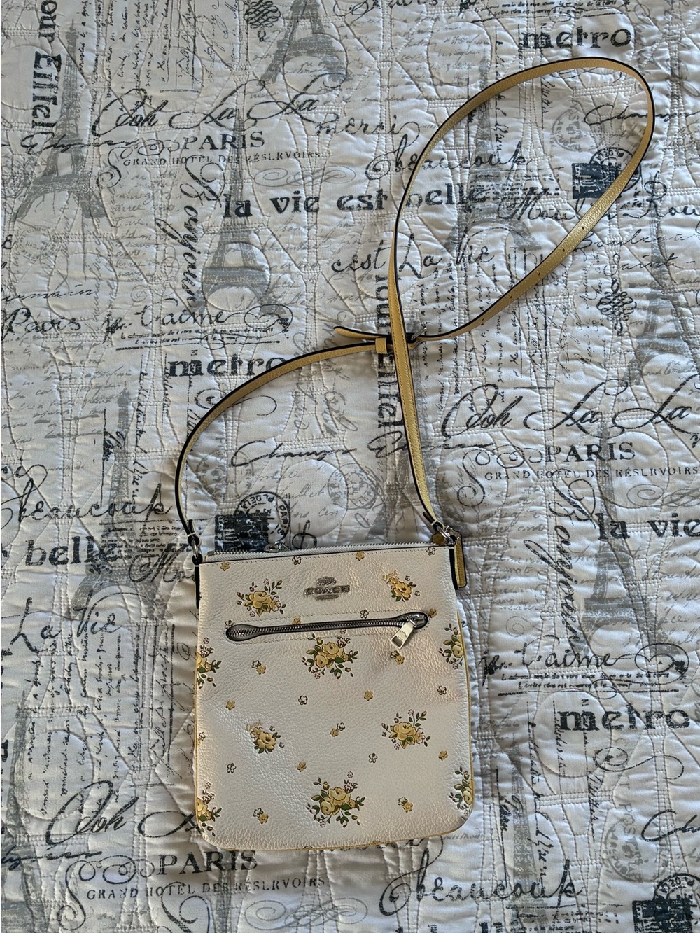 Coach Cream Crossbody Bag with Yellow Floral Print